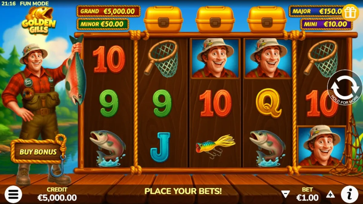 หน้าจอเกมสล็อต Golden Gills บนอุปกรณ์มือถือ