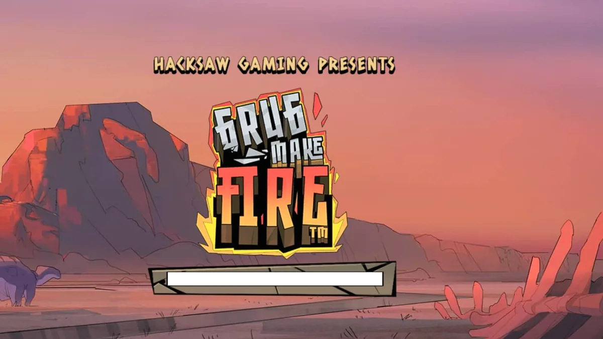 Grug Make Fire slot game interface featuring the caveman character and fiery reels